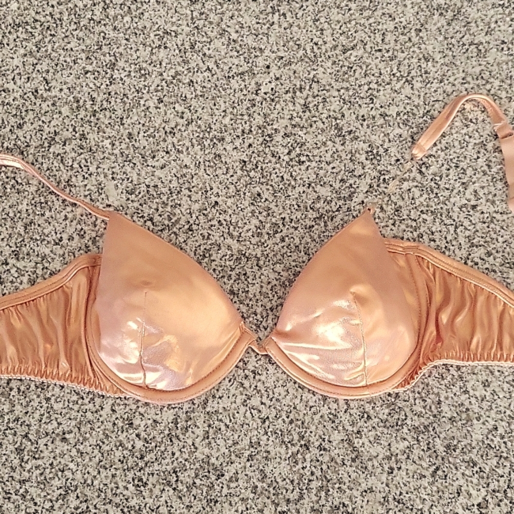 Metallic mermaid shiny bra or costume top copper peach pink